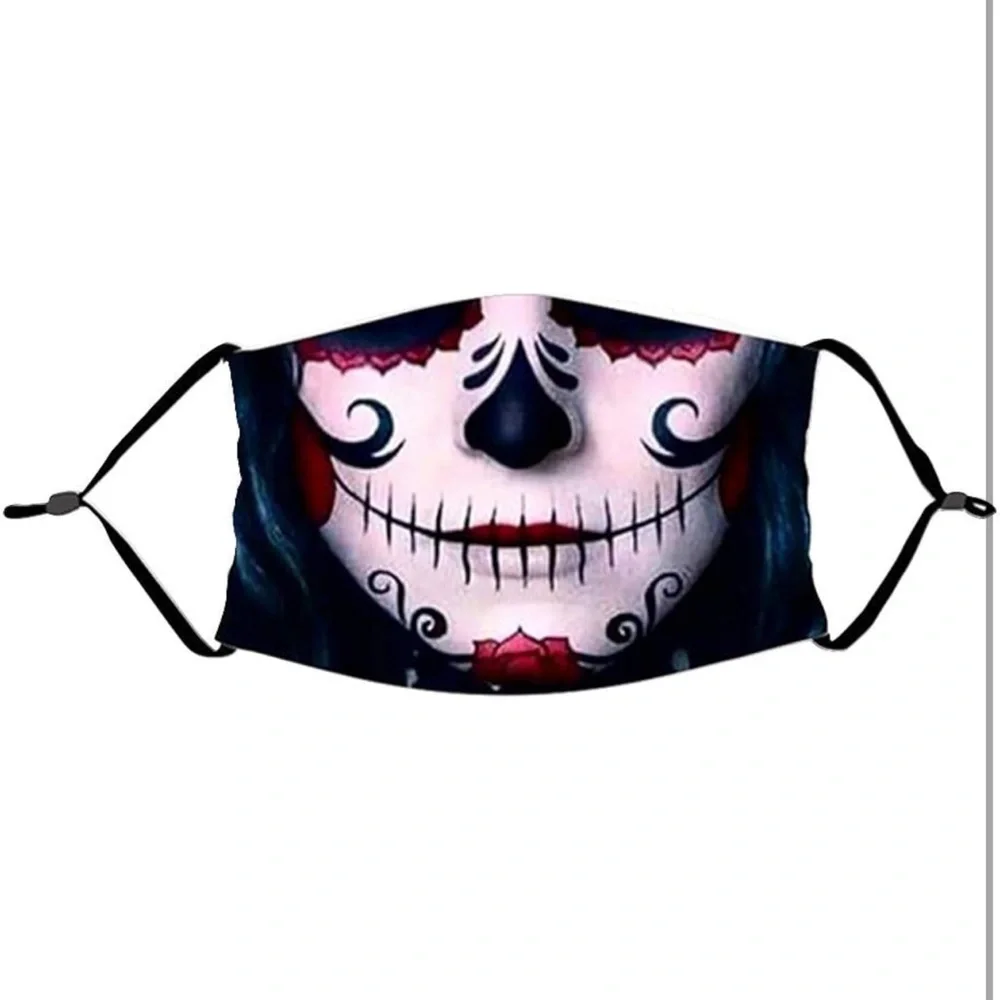 5pcs Scary Face Mask Protection Skull Print for Halloween. New!